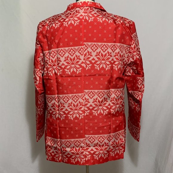 Ugly Christmas Blazer Sport Coat Jacket Snowflake Fair Isle 2 Button Red XL - Picture 2 of 5